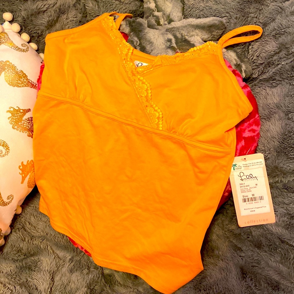 Lilly Pulitzer Orange Camisole Spaghetti Strap White Label NWT